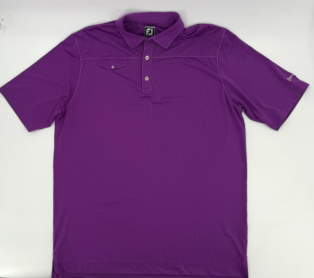 Footjoy Polo Shirt Mens Purple Short Sleeve Pullover Golf golfing Feece Oil Co